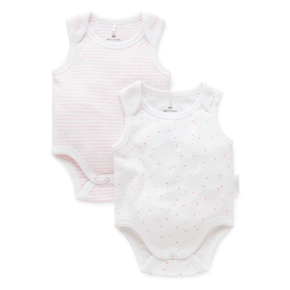 Purebaby 2 Pack Singlet Bodysuit